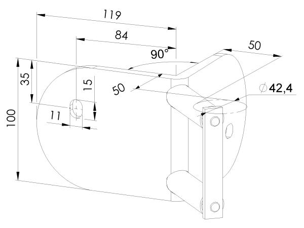 Edelstahl Geländerpfosten ECKE OUT Eckpfosten 90 Grad Ø42,4 Bauhöhe 1000mm mit 4x Glasklemmen 63x45mm vorgesetzt Geländer V2A